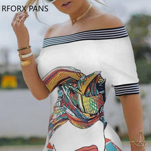 将图片加载到图库查看器,Women Figure Print Striped Tape Bodycon Dress Casual Dress Elegant Fashion Chic Dress channelwill-1