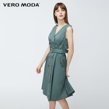 将图片加载到图库查看器,Vero Moda Women's OL Double-breasted Lace-up Sleeveless Dress | 31927A568 channelwill-1