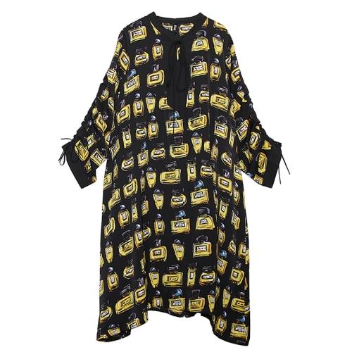 XITAO Streetwear Plus Size Dress Women Trend Printing Long Sleeve V Neck Dresses Oversized Spring Women Clothes 2020 XJ3290 channelwill-1