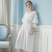 将图片加载到图库查看器，2020 New Autumn White Cotton Nightgown Princess Nightdress Ladies Nightwear Women Long Sleepwear Sleeping Dress 2131 channelwill-1
