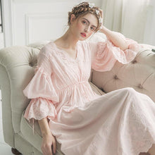 将图片加载到图库查看器，2020 New Autumn White Cotton Nightgown Princess Nightdress Ladies Nightwear Women Long Sleepwear Sleeping Dress 2131 channelwill-1
