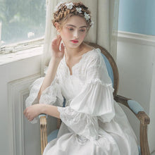 将图片加载到图库查看器，2020 New Autumn White Cotton Nightgown Princess Nightdress Ladies Nightwear Women Long Sleepwear Sleeping Dress 2131 channelwill-1
