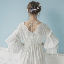将图片加载到图库查看器，2020 New Autumn White Cotton Nightgown Princess Nightdress Ladies Nightwear Women Long Sleepwear Sleeping Dress 2131 channelwill-1

